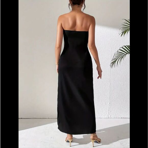 🆕💐White Lily Print Strapless Midi Dress - Picture 2 of 4